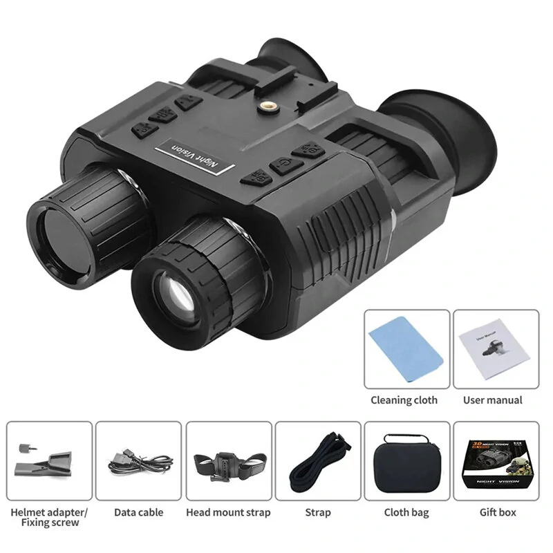 (image for) NV8000 3D Night Vision Binoculars Goggles Infrared Digital Head Mount Built-in Battery Rechargeable Camping Equipment